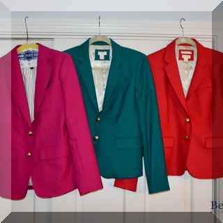 H09. J. Crew ladies' blazers. Pink is size 0. Red and green are size 4. - $20 each. GREEN BLAZER IS SOLD